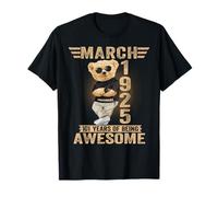 March 101st Birthday Men Women 1925 Awesome Teddy Bear T-Shirt