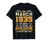March 1935 Vintage 91 Years Awesome 91st Birthday Mar T-Shirt