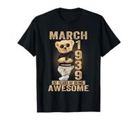 March 1939 87th Birthday 2026 Women 87 Years Teddy Bear T-Shirt
