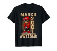 March 25th Birthday Men Women 2001 Awesome Teddy Bear T-Shirt