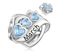 March Aquamarine Birthstone Charm for Pandora Bracelet Birthday Bead