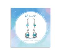 March Aquamarine Birthstone Earrings 925 Sterling Silver Earrings for Women Silver Dangle Drop Earring Aquamarine Dangly Hoop Earring March Birthstone Mum Birthday Gift for Women
