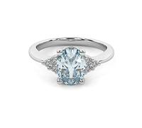 March birthstone 100% natural aquamarine ring in 925 sterling silver Size Q