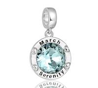 March Birthstone Charms for Women Bracelets Round Blue Charm fit Pandora Bracelets Birthday Gifts for Women Girls