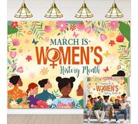 March is Women's History Month Backdrop 7x5FT National Women's History Month Photography Background African American March Womens Day for Indoor Outdoor Yard Sign School Classroom Decor