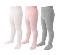 Marchare Baby Girls Tights Thick Solid Cable Knit Leggings Winter Warm Stockings For Toddler Girls 2-4T White/Lightgrey/Pink 3 Pack