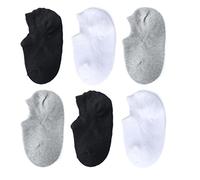 Marchare Baby No Show Socks Cotton Non-Slip Low Cut Socks for Girls Boys Infant Toddler Value Pack Black/White/Grey 6 pairs 6-12 months