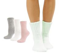 Marchare Women Wool Socks Boot Socks Winter Thick Warm Socks Cozy Crew Socks For Women Ivory/Pink/Light Grey