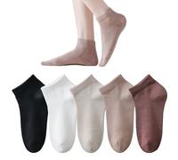 Marchare Womens Ankle Seamless Socks Thin Bamboo Viscose Dress Socks Low Cut Socks Soft Lightweight White/Black/Khaki/Light Khaki/Brown 5 Pack