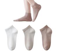 Marchare Womens Ankle Seamless Socks Thin Bamboo Viscose Dress Socks Low Cut Socks Soft Lightweight White/Khaki/Light Khaki 3 Pack