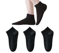 Marchare Womens Ankle Seamless Socks Thin Bamboo Viscose Dress Socks Low Cut Socks Soft Lightweight Black 3 Pack
