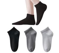 Marchare Womens Ankle Seamless Socks Thin Bamboo Viscose Dress Socks Low Cut Socks Soft Lightweight Black/Dark Grey/Light Grey 3 Pack