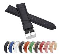 MARCHEL Crocodile-Effect LM45 Leather Watch Strap, Black, 19 mm