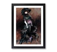Marchesa Casati With A Greyhound By Giovanni Boldini Classic Painting Framed Print | A2 Black Framed Wall Art | Ready to Hang | Classic Historical Picture | Living Room Bedroom Lounge Office