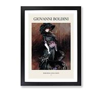 Marchesa Casati With A Greyhound By Giovanni Boldini Exhibition Museum Painting Framed Print | A3 Black Framed Wall Art | Ready to Hang | Modern Historical Picture | Living Room Bedroom Lounge Office