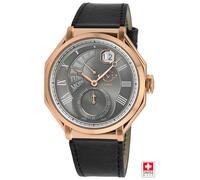 Marchese 42423 Italian Black Leather Swiss Quartz Watch GV2 Black One Size