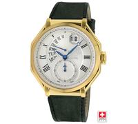Marchese Swiss Quartz, Silver Dial, Genuine Italian Green Leather Strap GV2 Green One Size