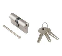 Marchesi H36000 Built-in Double Cylinder, Door Cylinder Lock Cylinder Security Lock, Simultaneous Locking Without Security Card, Nickel-Plated Brass, 30.5/30.5 mm, Includes 3 Keys