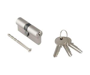 Marchesi H36000 Built-in Double Cylinder, Door Cylinder Lock Cylinder Security Lock, Simultaneous Locking Without Security Card, Nickel-Plated Brass, 30.5/30.5 mm, Includes 3 Keys