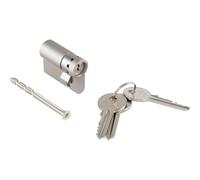 Marchesi H36000 Recessed Half Cylinder Door Cylinder Lock Cylinder Security Lock Mechanical Prong Key System Nickel-Plated Brass 30.5 mm with 3 Keys