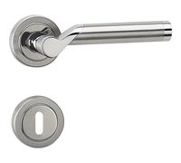 Marchesi Odin Door Lock Set with warded Lock in Rosary Style Made from Chrome-Plated Brass and Stainless Steel, 1900.160.219.M