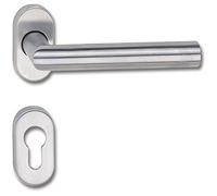 Marchesi Riga Stainless Steel Handle Set on Oval Rosette | Tube Frame | 1 Set | Stainless Steel | Stainless Steel