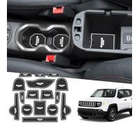 MARCHFA Anti-Dust Non-Slip Mat for Renegade 2015 2016 2017 Rubber Mats for Centre Console Coasters 16 Pieces (White)
