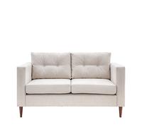 Marchfield Buttoned Soft Brushed 2 Seater Sofa with Dark Wood Legs Grey