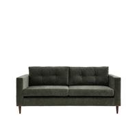 Marchfield Buttoned Soft Brushed 3 Seater Sofa with Dark Wood Legs forest green