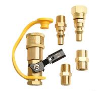 Marchfunny 5-Piece RV Quick Connect Adapter Kit With Shut-Off Valve, 1/4 Inch Brass Fitting For Propane-Hose, BBQ Grill And Low Pressure Gas Systems