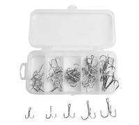 Marchfunny 50pcs For Fishing Treble Hooks With Precision Forged Points Suitable For Deep Water Trolling Jigging And Casting Techniques(silver hooks)