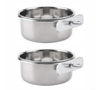 Marchfunny Bird Feeding Bowls Set 2 Pieces Made Of Rustproof Stainless Steel With Bracket Holders For Secure Mounting And Easy Cleaning(Single hole Diameter 10 cm)