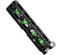 Marchfunny Cast Aluminum Magnetic Level With Precise 16ths Calibration, Integrated Magnets, Three Fixed-Angle Vials, And V-Groove Alignment Feature(C)