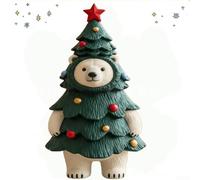 Marchfunny Charming 10 cm Resin Christmas Tree with Delightful Animal Figures, Tabletop Holiday Ornament for Office, Bedroom or Living Room Décor(White Bear)