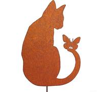 Marchfunny Charming Rusty Iron Cat Sculpture Decoration for Gardens and Patios (Sitting cat)