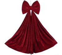 Marchfunny Large Burgundy Velvet Bow Hanging Decoration, Soft Fabric Christmas Tree Ornament for Elegant Festive Door and Indoor Holiday Display(Medium Size)