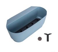 Marchfunny Modern Hanging Flower Pot For For Balcony Railing Crafted From Plastic, Designed To Maximize For Balcony Garden Space With A Sleek And Stable Design(Blue)