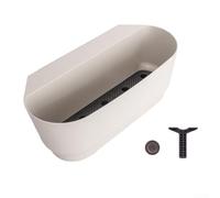 Marchfunny Modern Hanging Flower Pot For For Balcony Railing Crafted From Plastic, Designed To Maximize For Balcony Garden Space With A Sleek And Stable Design(White)