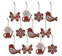 Marchfunny Rusty Iron Bird Silhouette Garden Decor Set With 12 Hanging Sculptures For Yard Patio Lawn And Outdoor Areas