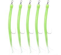 Marchfunny Stainless Steel Eel Hooks 5 Pack For For SABIKI Rig Glow In Dark Coating Increases Visibility During Dusk Dawn And Night Fishing(10/0 Green)
