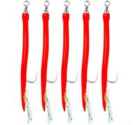 Marchfunny Stainless Steel Eel Hooks 5 Pack For For SABIKI Rig Glow In Dark Coating Increases Visibility During Dusk Dawn And Night Fishing(10/0 Red)