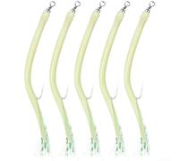 Marchfunny Stainless Steel Eel Hooks 5 Pack For For SABIKI Rig Glow In Dark Coating Increases Visibility During Dusk Dawn And Night Fishing(8/0 White)