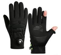 Marchfunny Waterproof Knitted Cycling Gloves Men Warm Fleece Lined | Soft fleece lining, windproof fabric, half finger design, touchscreen compatible, winter cycling