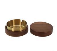 Marchfunny Windproof Wooden Tray Featuring Stainless Steel Linings And Detachable Lid For Convenient Ash Removal(gold)