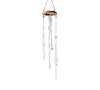 Marchfunny Wood Ring Sun Catcher With Frosted Shell And Gemstone Beads Handmade Boho Decor For Window Door Or Wall Light Accent Display