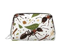 Marching Ants Makeup Bag Travel Toiletry Bag for Women PVC Leather