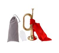 Marching Bugle Trumpet - C Bugle Brass Instrument with Mouthpiece for Students, Beginners, and Musicians(4Pcs)