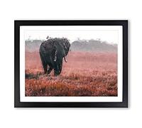 Marching Elephant In Abstract Modern Art Framed Print | A4 Black Framed Wall Art | Ready to Hang | Abstract Animal Picture | Living Room Bedroom Lounge Office