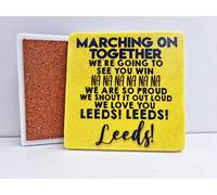 Marching on Together Football Chant Stone Coaster Leeds Utd, Marching on together, the Peacocks Marble coaster