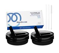 Marchoose 2 Pcs Flip Straw Lid for Stanley 40oz Quencher, Leak Proof Cup Top for Stanley ProTour, Spill Resistant Tumbler Lid for Stanely Cup Accessories (Black Solid)